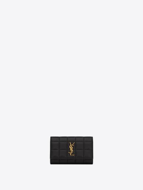 SAINT LAURENT cassandre matelassé carré compact card case in lambskin