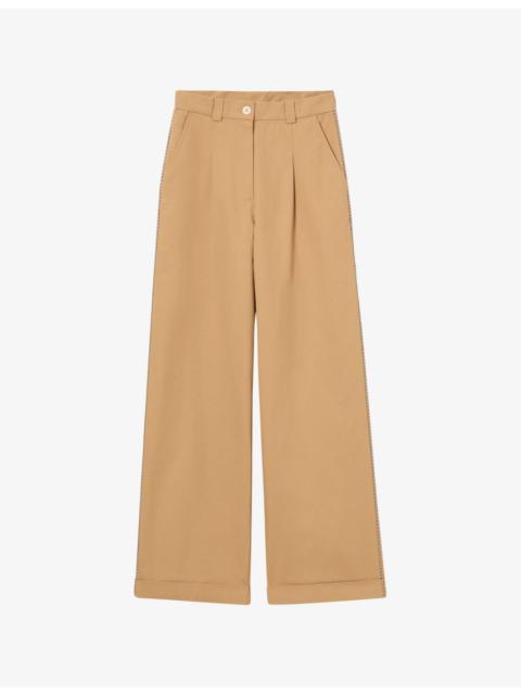 Claudie Pierlot Straight-Leg Pleated Cotton Trousers