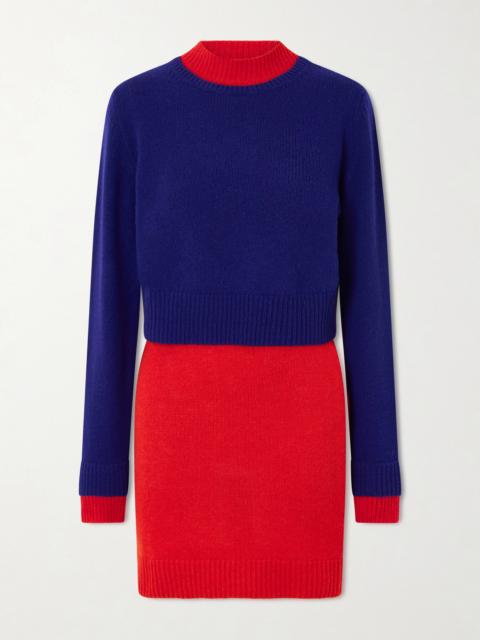 Jil Sander Two-tone Layered Wool Mini Dress