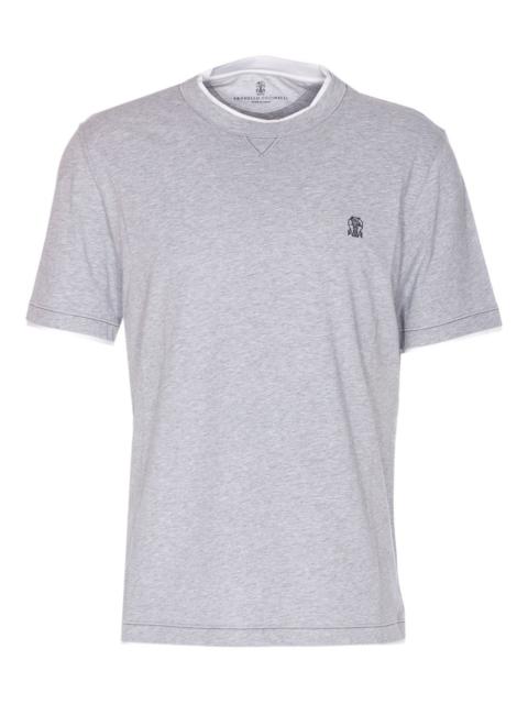 Brunello Cucinelli logo-embroidered crew-neck T-shirt