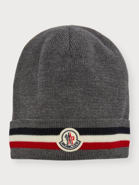 Moncler Men's Tricolor Logo Beanie