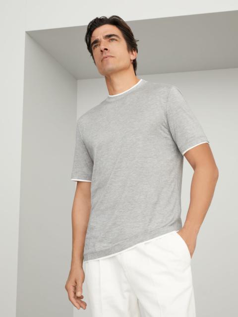 Brunello Cucinelli Silk and cotton jersey crew neck T-shirt with faux-layering
