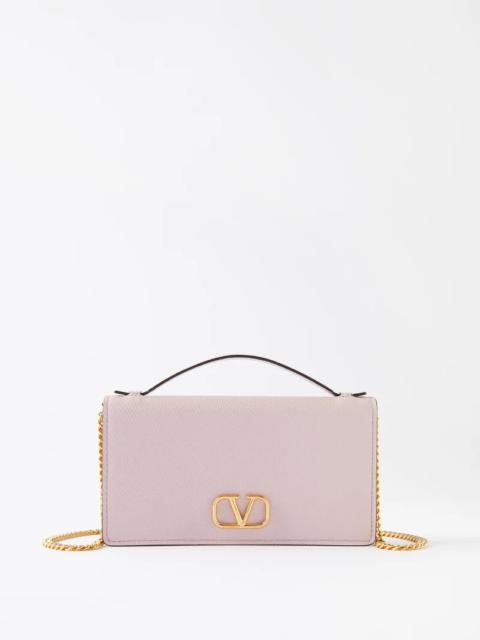 Valentino Garavani Vlogo Leather Wallet On A Chain In Gf9 Rose