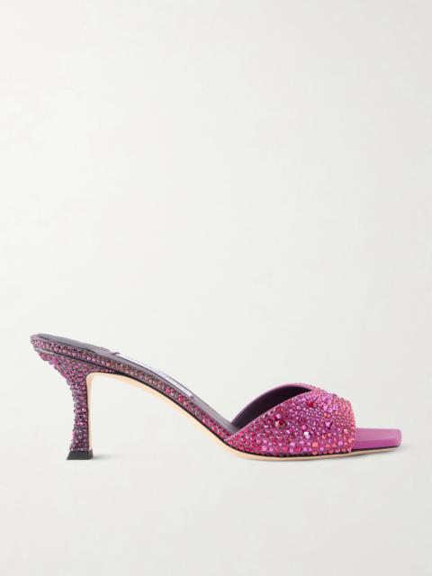 JIMMY CHOO Skye 70 Crystal-embellished Satin Mules