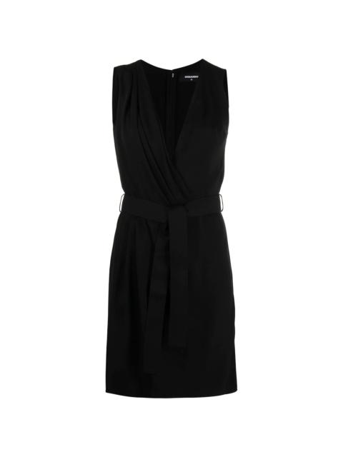 belted silk-crepe dress