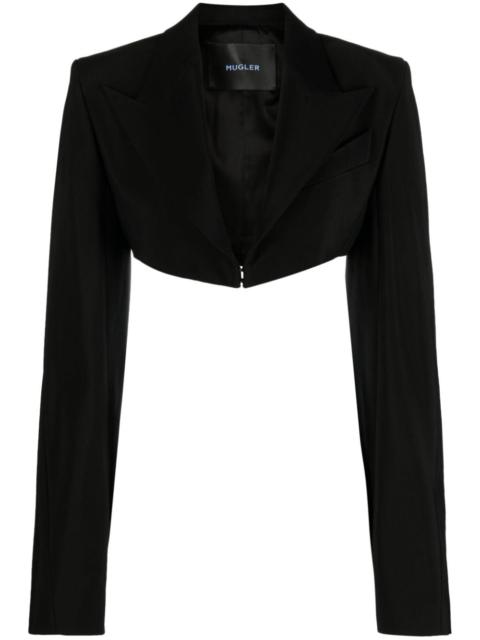 MUGLER cropped twill blazer