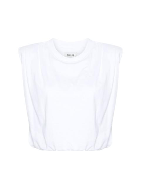 logo-embroidered jersey crop top