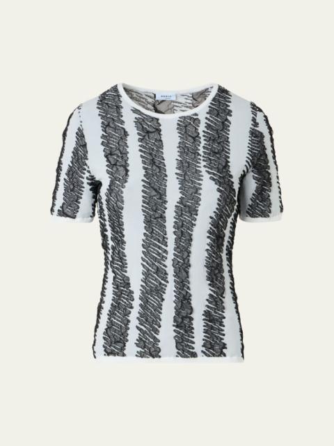 AKRIS 3D Scribble Jacquard Knit Short-Sleeve Sweater