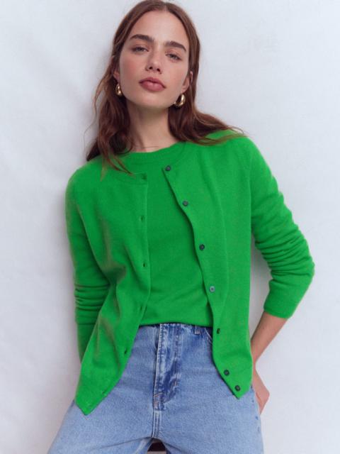 BODEN Eva Cashmere Crew Cardigan-Sapling Green