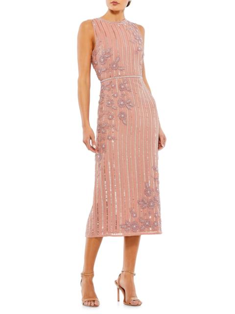MAC DUGGAL Women's Floral- & Stripe-Embellished Cocktail Dress - Rose