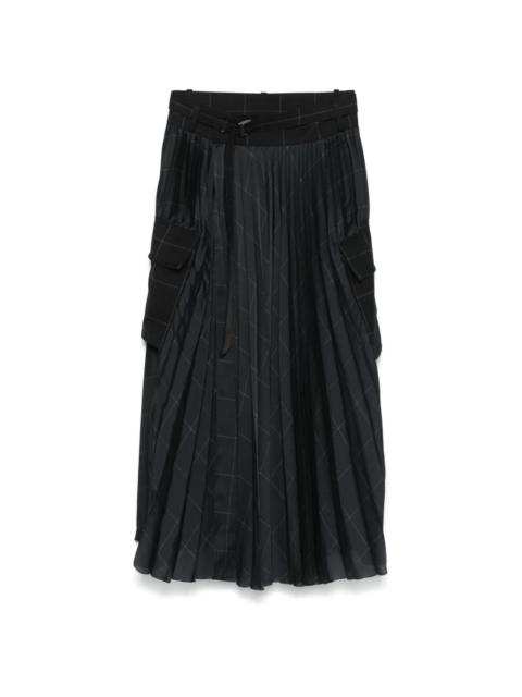 windowpane-print maxi skirt