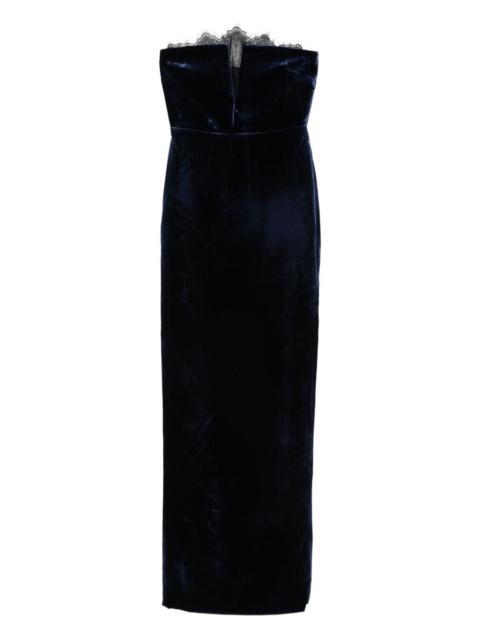 ROLAND MOURET lace-trimmed velvet dress