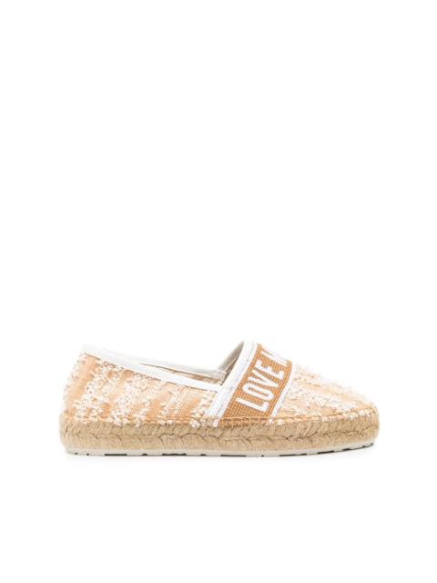 Moschino logo-embroidered frayed-detailing espadrilles