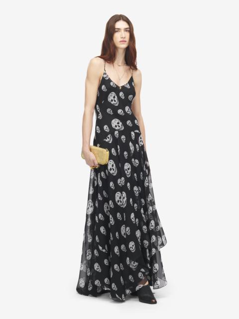 Alexander McQueen Women's Silk Skull Print Evening Dress in Black/White