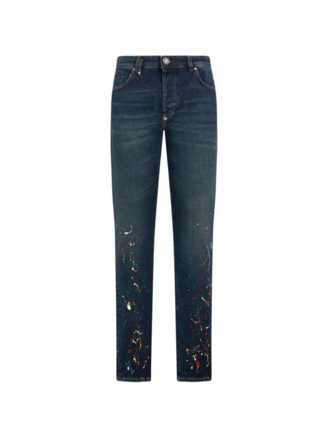 PHILIPP PLEIN straight-leg paint-detail jeans