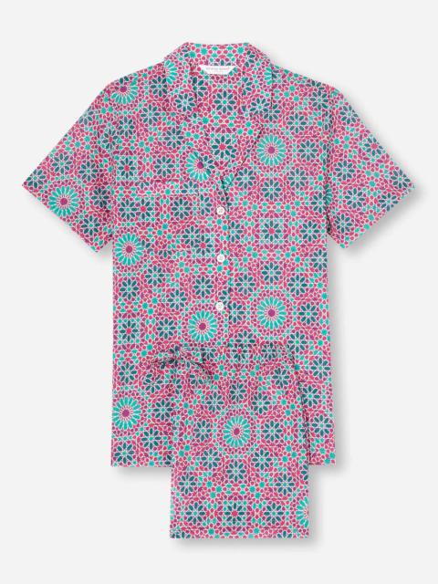 Derek Rose Women's Short Pajamas Ledbury 69 Cotton Batiste Pink