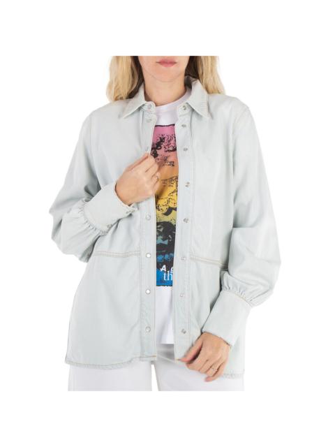 Ganni Ladies Light Blue Vintage Denim Future Shirt