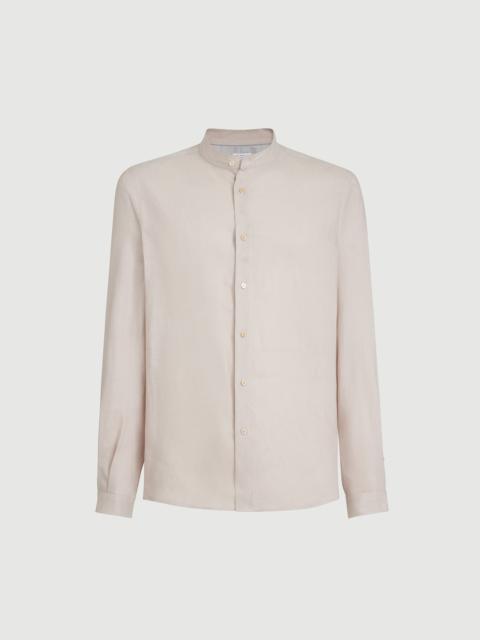 Brunello Cucinelli Linen easy fit shirt with Mandarin collar