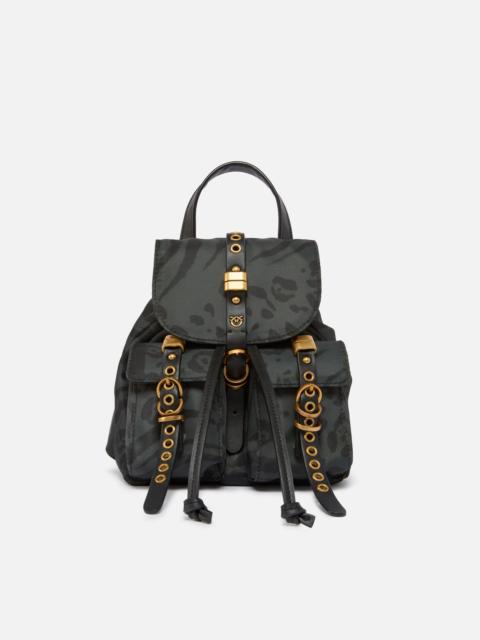 PINKO SMALL NYLON BACKPACK WITH ANIMAL PRINT