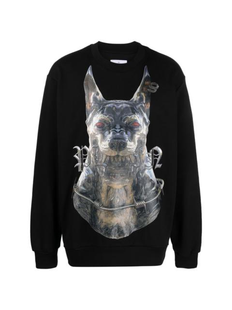 dog-print cotton sweatshirt