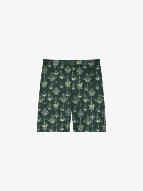 PRINTED CHANDELIER TAILORED SHORTS IN SILK