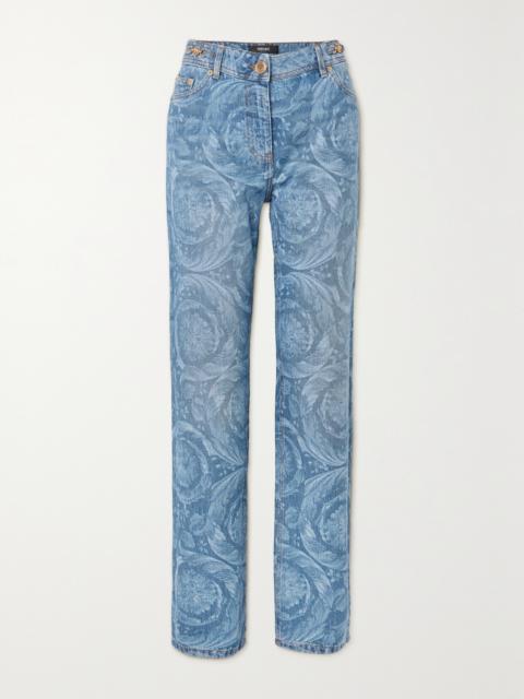 VERSACE Printed High-rise Straight-leg Jeans