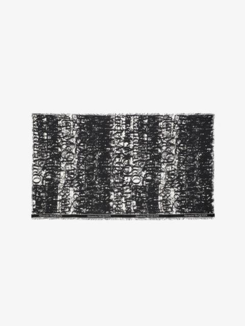 Men's Selvedge Tape McQueen Logo Stamp Stole in Black/ivory