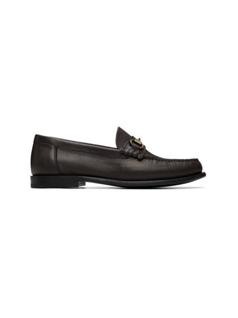 BOSS Brown Grained Leather Loafers