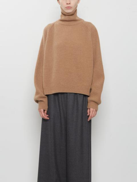 DUŠAN Cashmere Knit T-Neck Ribbed Raglan Sweater