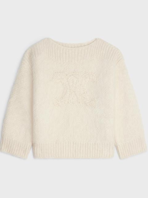 CELINE Boat neck triomphe sweater in alpaca wool