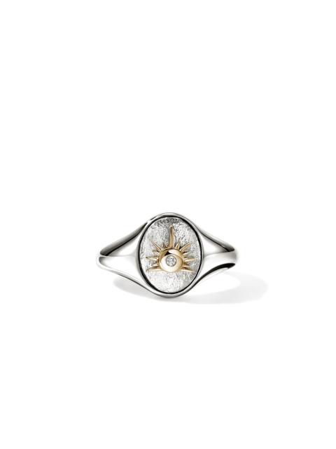 JOHN HARDY Sun Signet Ring, Gold, Sterling Silver, Diamonds