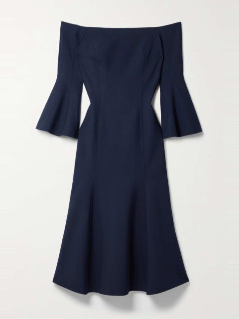 Off-the-shoulder wool-blend midi dress