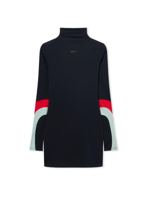 Off-White Lycra Collar Insert Mini Dress