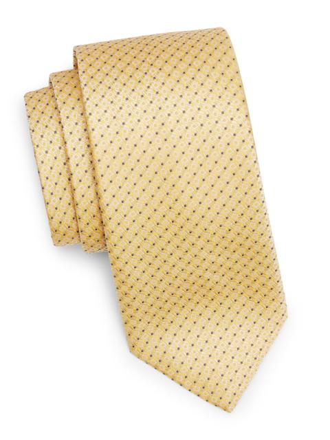 Canali Men's Micro Quadratti Woven Silk Tie - Gold