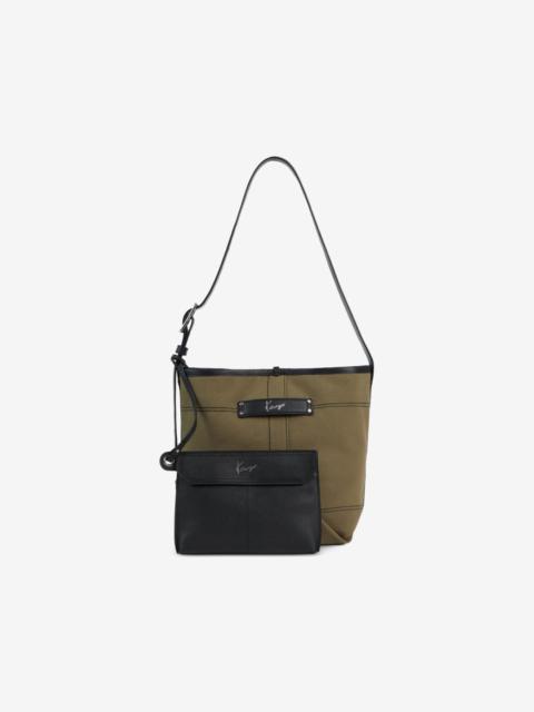 KENZO Utility reversible canvas calf leather bucket bag