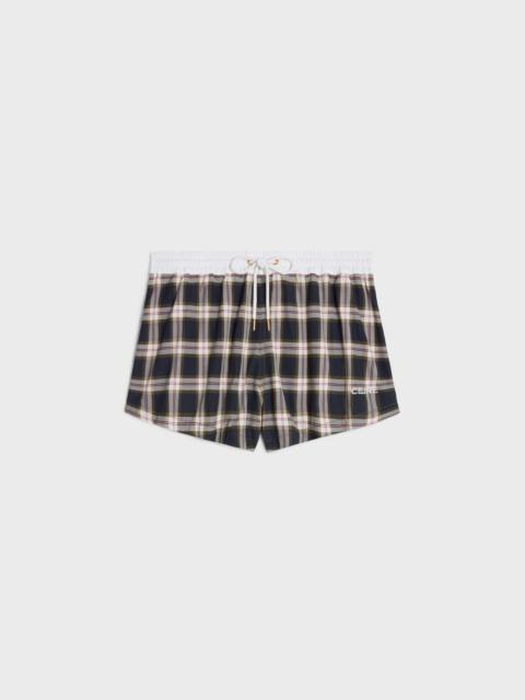 celine mini shorts in checked panama