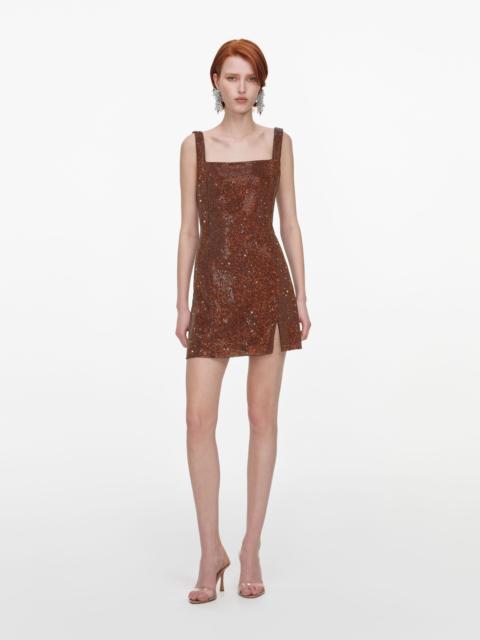 self-portrait Bronze Crystal Chainmail Mini Dress