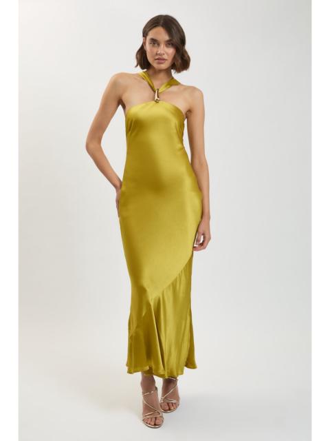 KAREN MILLEN Petite Viscose Satin Halter Neck Maxi Dress