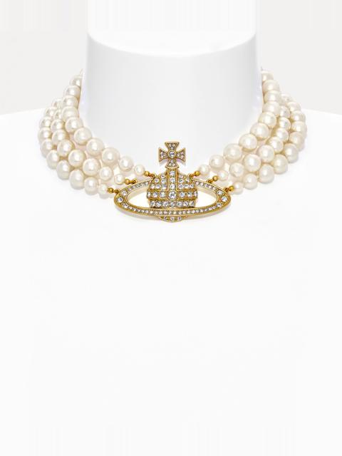 Vivienne Westwood THREE ROW PEARL BAS RELIEF CHOKER