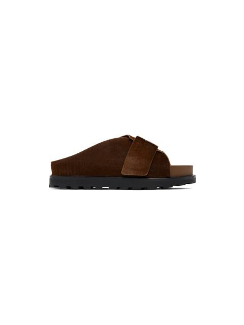 Jil Sander Brown Velcro Sandals