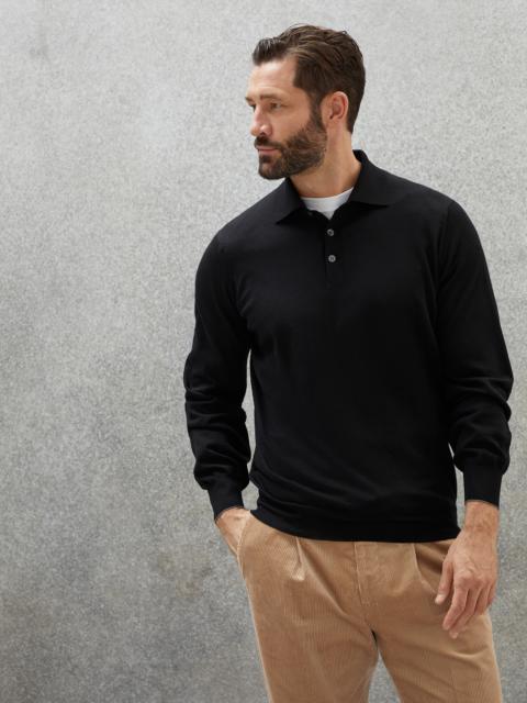 Brunello Cucinelli Virgin wool and cashmere polo-style lightweight sweater