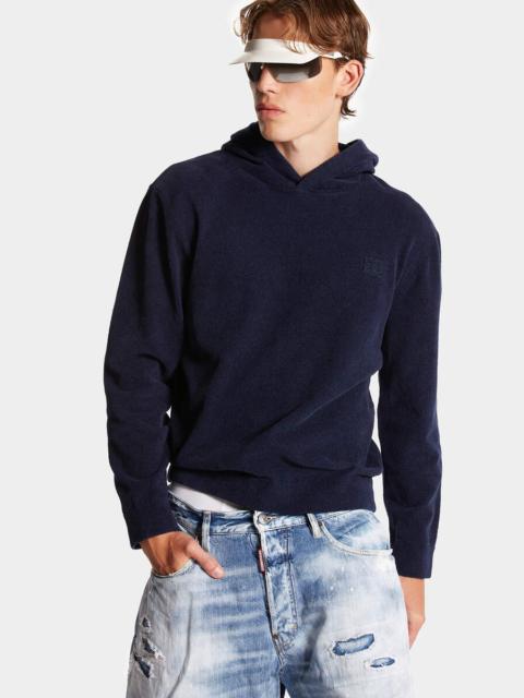 CHENILLE KNITTED HOODIE PULLOVER