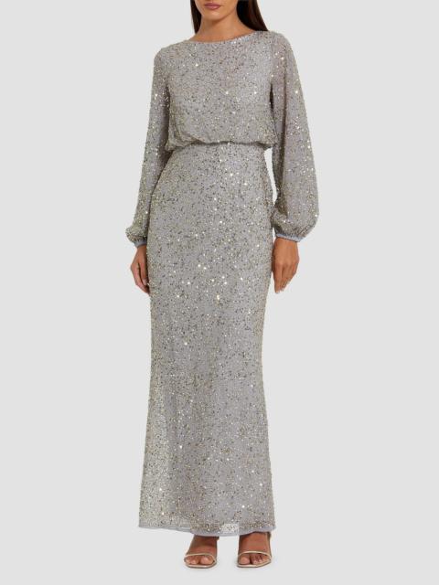 MAC DUGGAL Women's Sequin-Embellished Mesh Gown - Platinum Gold