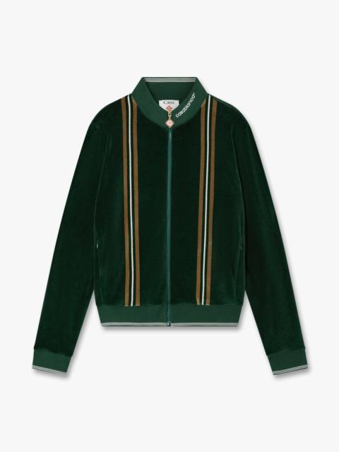 CASABLANCA Green & Brown Stripe Velour Track Jacket