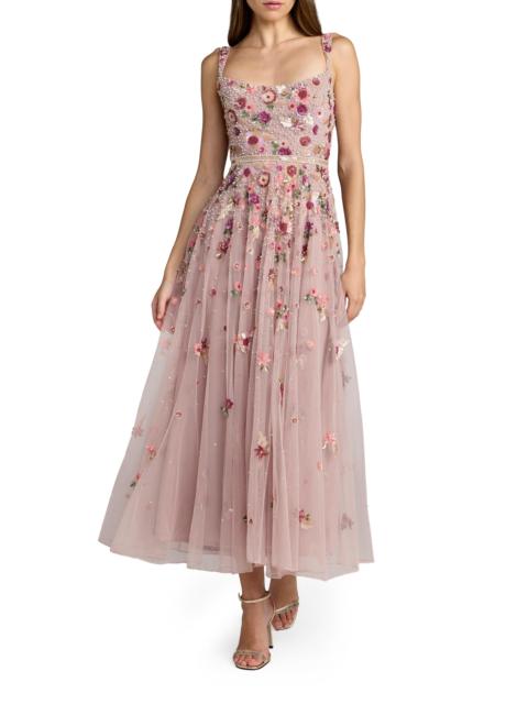 MAC DUGGAL Women's Floral Embellished Scoopneck Midi-Dress - Vintage Rose