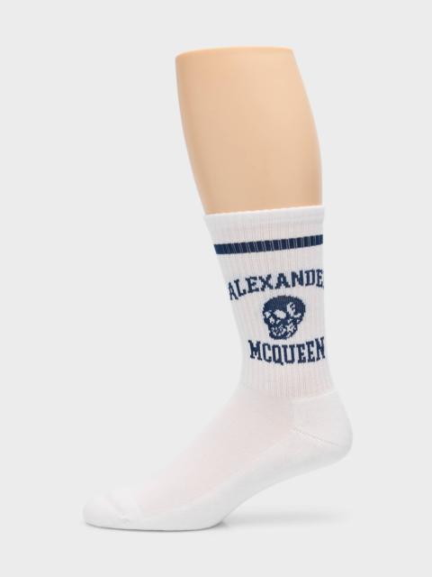 Alexander McQueen Men's Varsity Logo Crew Socks