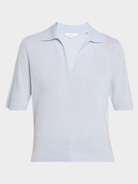 Vince Mulberry Silk and Cashmere Polo Top