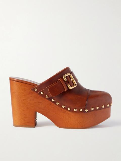 Chloé Jeanette studded platform clogs Tan