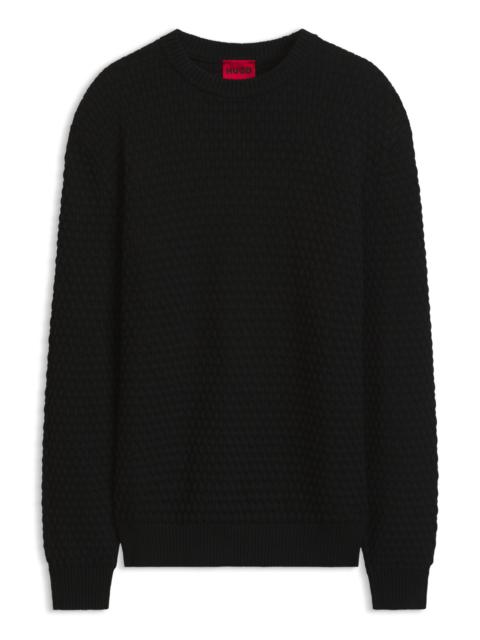 HUGO TEXTURED COTTON SWEATER WITH TONAL LOGO