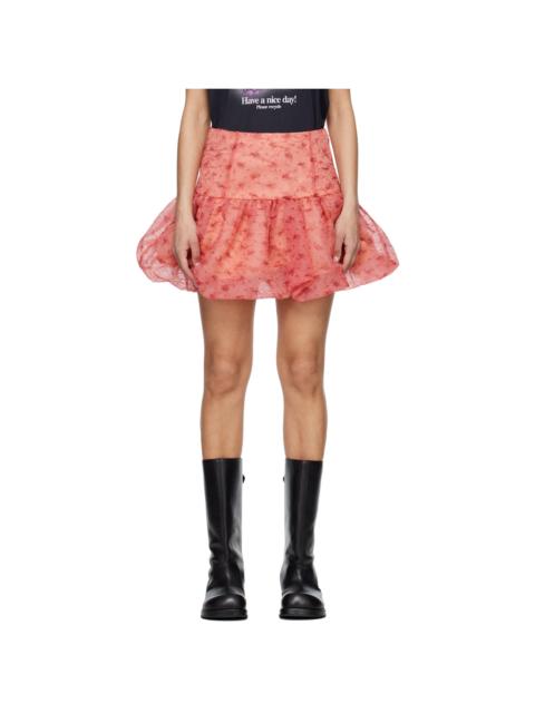GANNI Pink Shibori Organza Miniskirt
